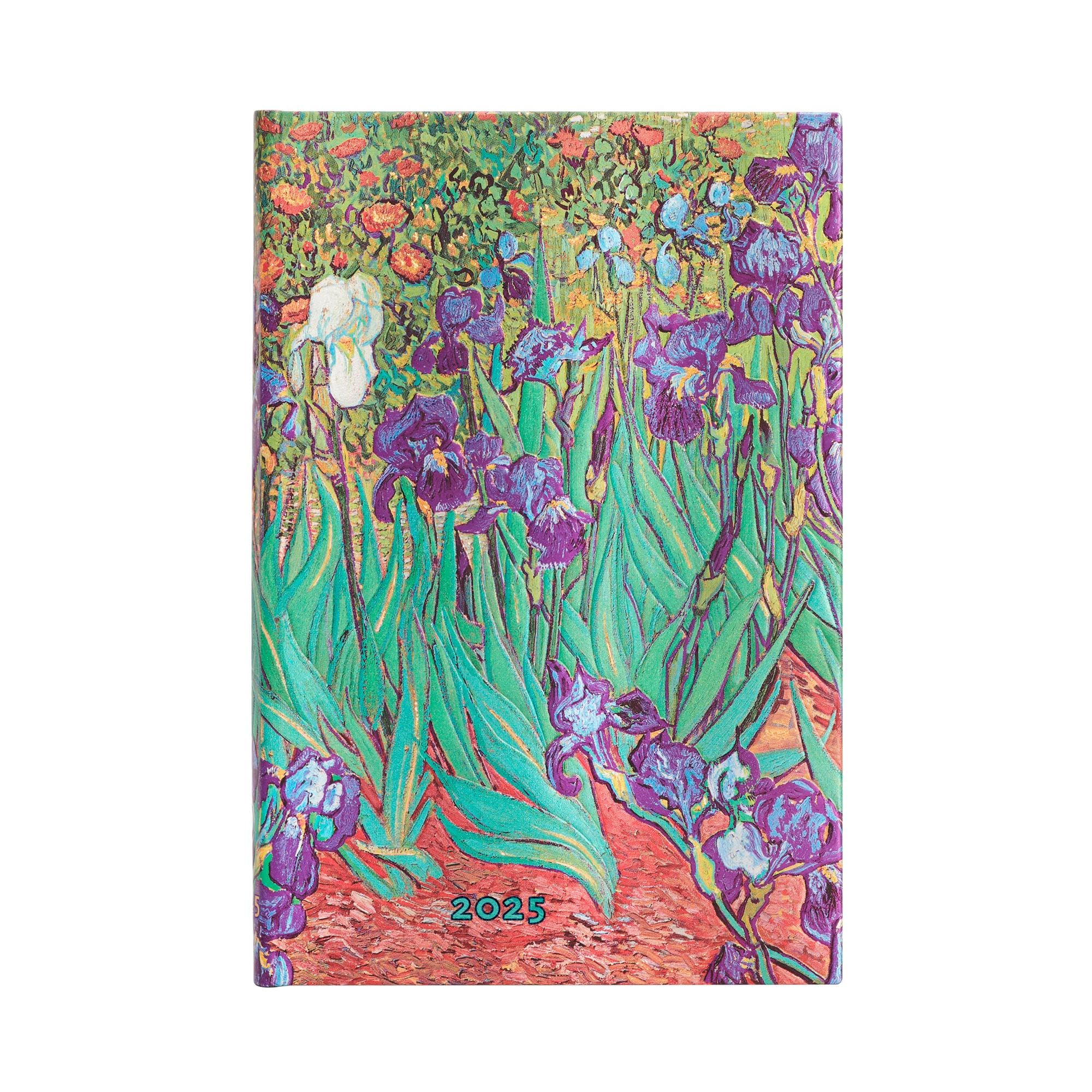 Van Gogh’s Irises (Mini 12-Month Verso Hardback Dayplanner 2025 (Elastic Band Closure)