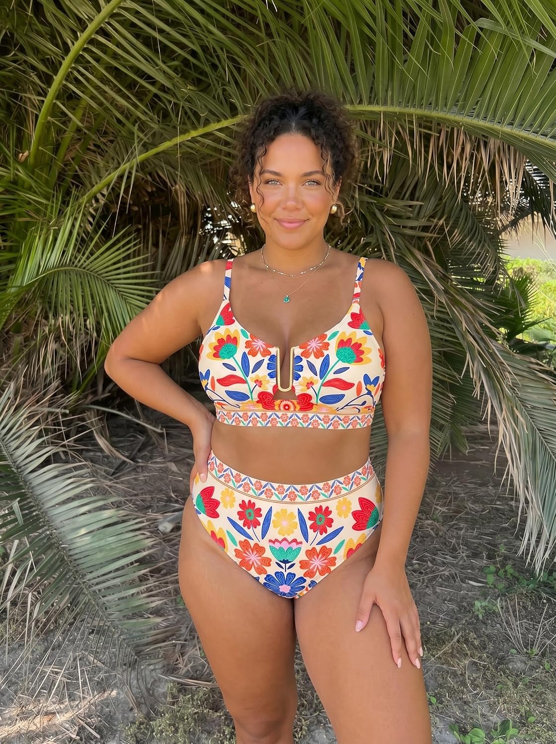 Herseas Women's U Wire 2 Piece High Waisted Floral Print Bikini Sets