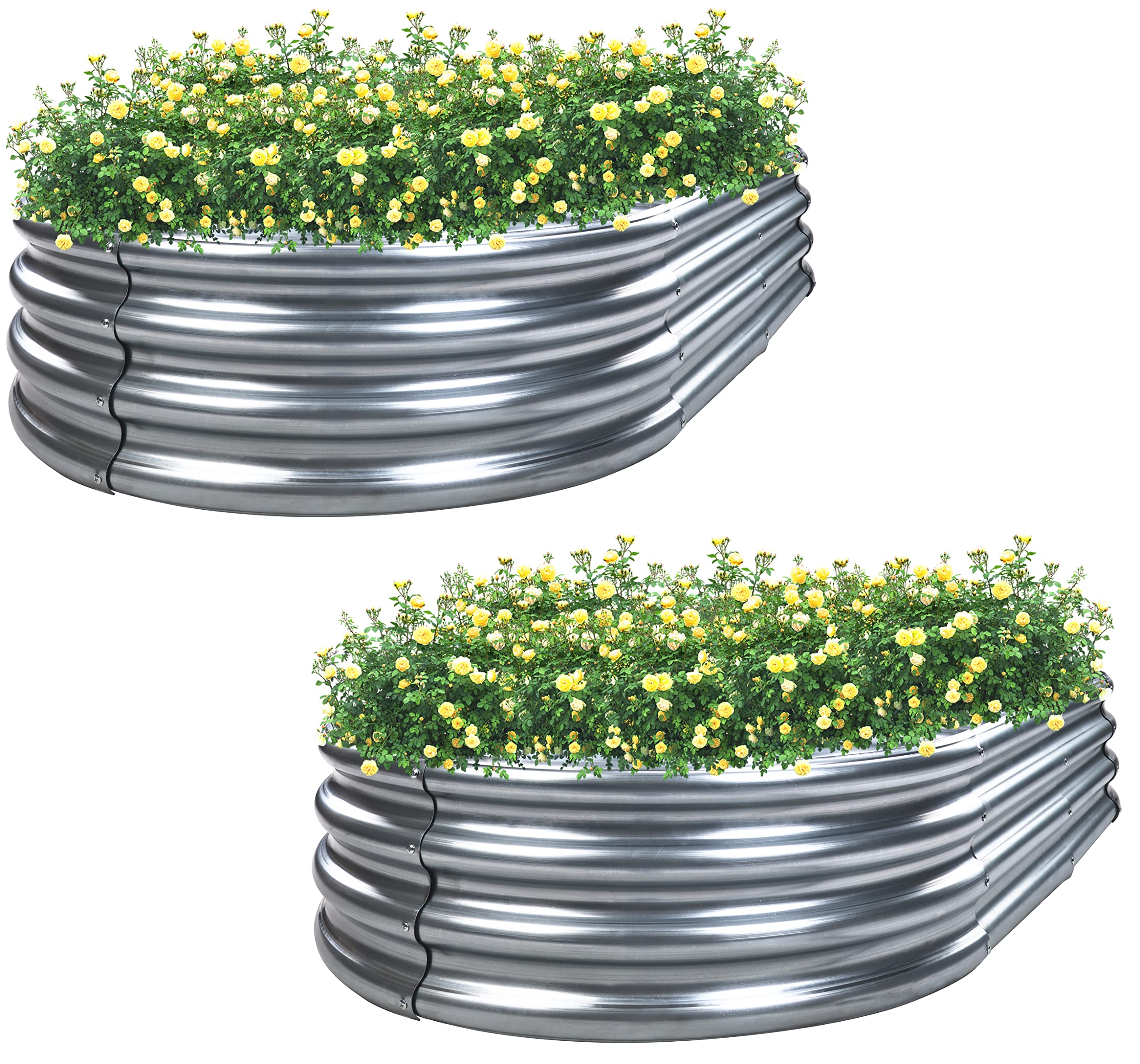 Elevon 2PCs Galvanized Raised Garden Bed Kit Galvanized Planter Raised Garden Boxes, 8x4x1ft