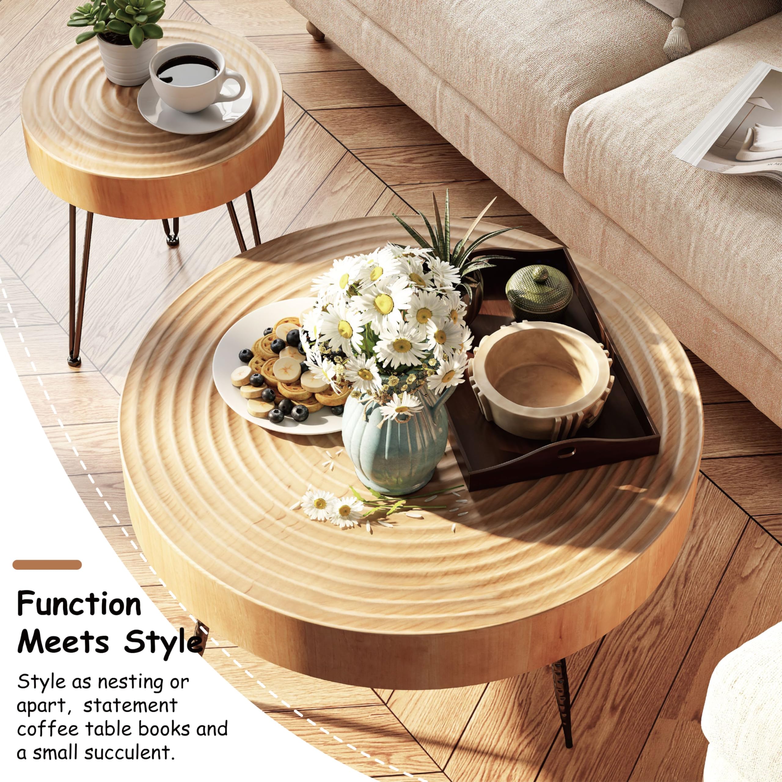 Snapklik.com : COZAYH 2-Piece Modern Farmhouse Living Room Coffee Table ...