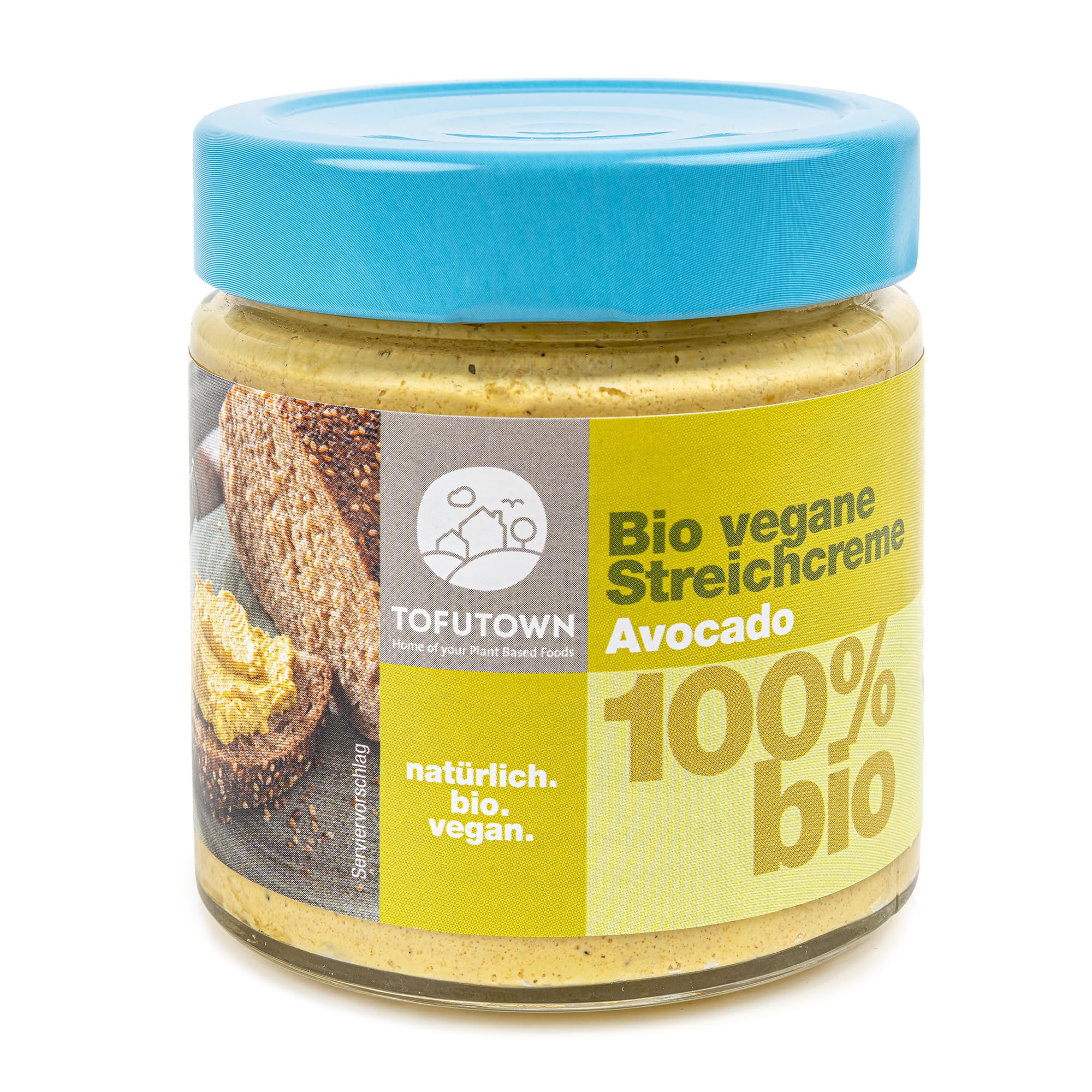 TofuTown - Bio Veganer Brotaufstrich Streichcreme Avocado – 6x180g Vorratspack, 100% Bio, Veganer Aufstrich, Ohne Künstliche Zusatzstoffe, Ungekühlt haltbar, Veggie & Vegan Snacks