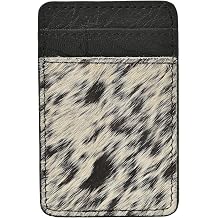 Merbaa Handmade Genuine Leather Card Holder Wallet for Men, Western Cowhide Hair-On Hide Design, Slim Front Pocket Minimalist Wallet, RFID Blocking Credit Card Case, Black