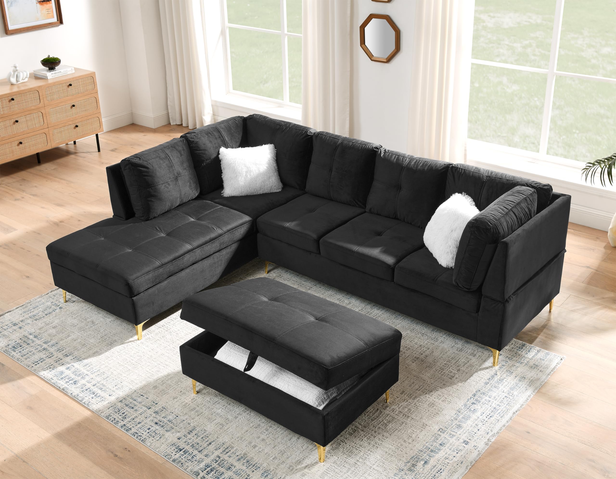 コーナーソファ vintage velvet l sofa 83.5
