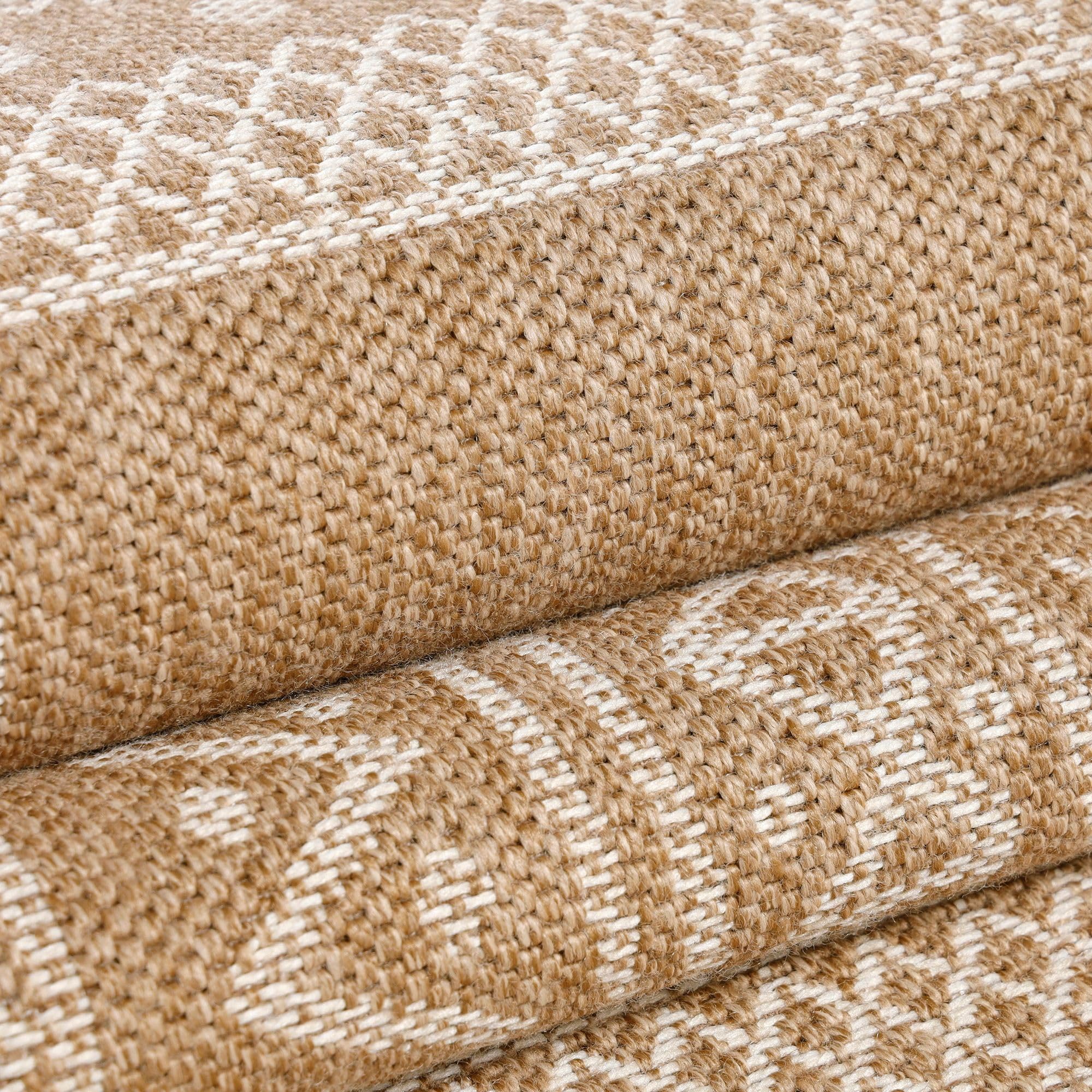 Carpetsale24 Outdoor Teppich 120x170 cm – Wetterfester Teppich für Balkon, Terrasse & Wohnzimmer – Flachgewebe in Jute-Optik, Pflegeleicht & Vielseitig