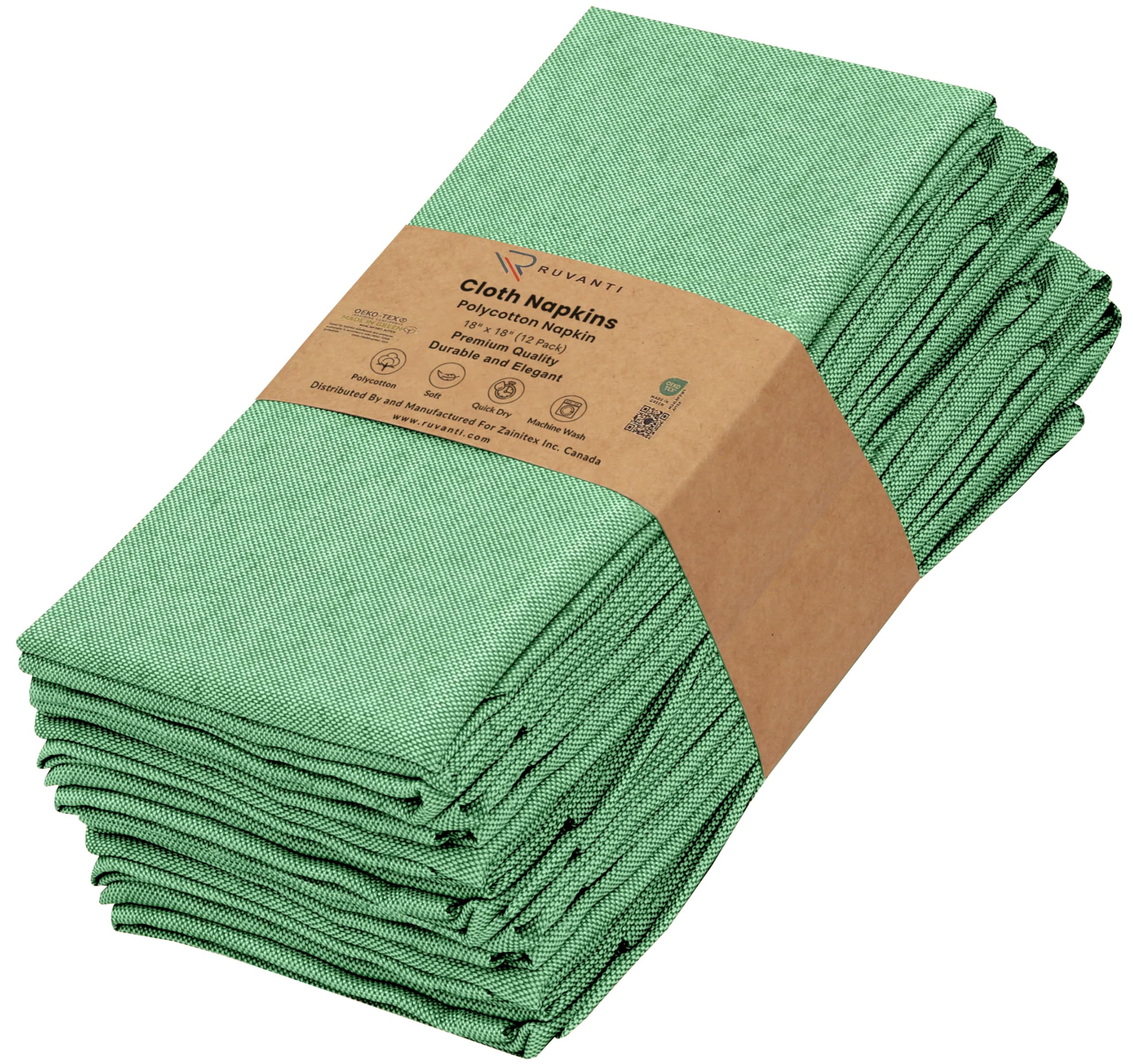 RUVANTI Indi Genious - Juego de 12 servilletas de tela reutilizables de 45.7 x 45.7 cm, lavables, suaves y duraderas, servilletas de mesa de polialgodón para fiestas, Navidad, Acción de Gracias, bodas