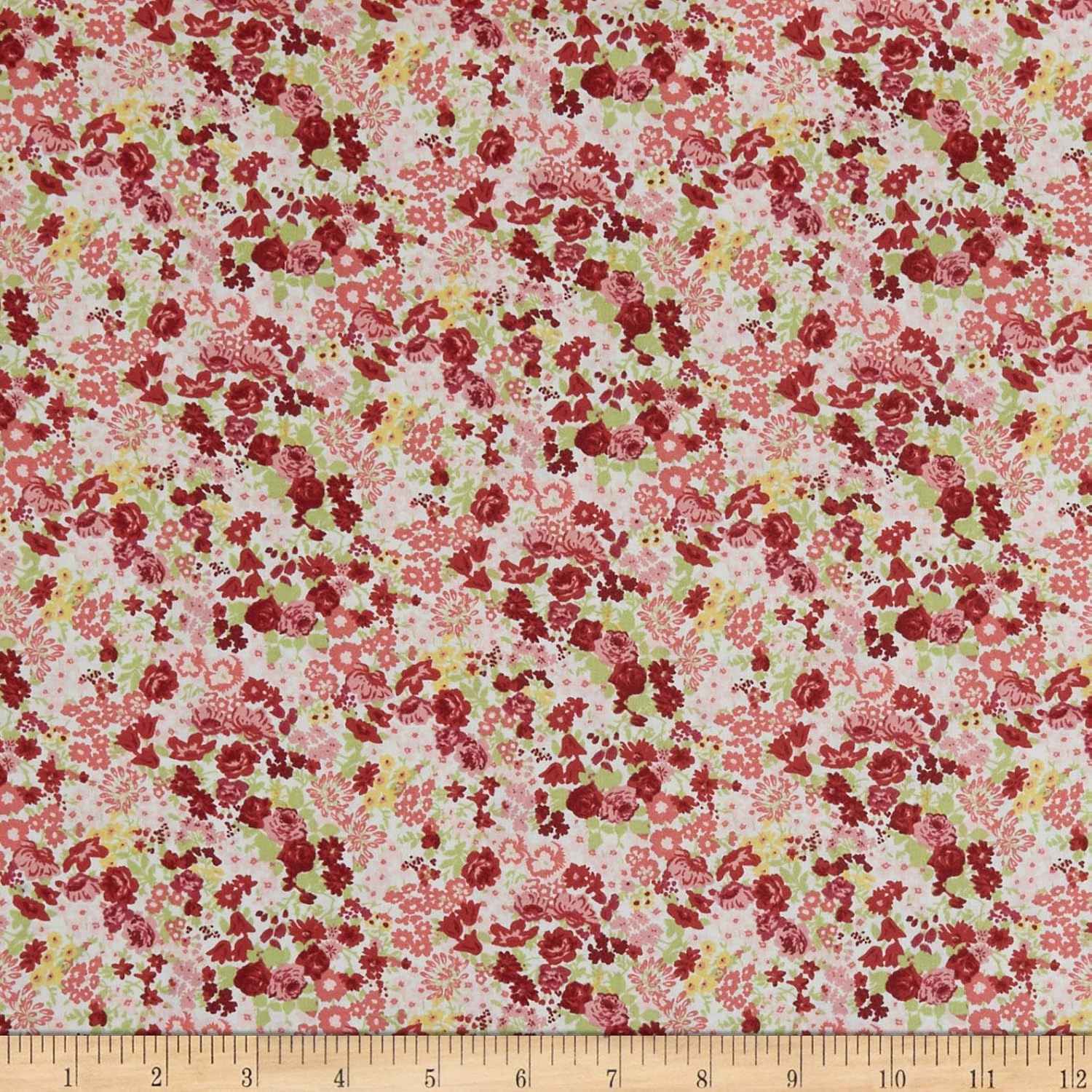 In The Beginning Fabrics Garden Delights II Roses Fabric, Red, Fabric