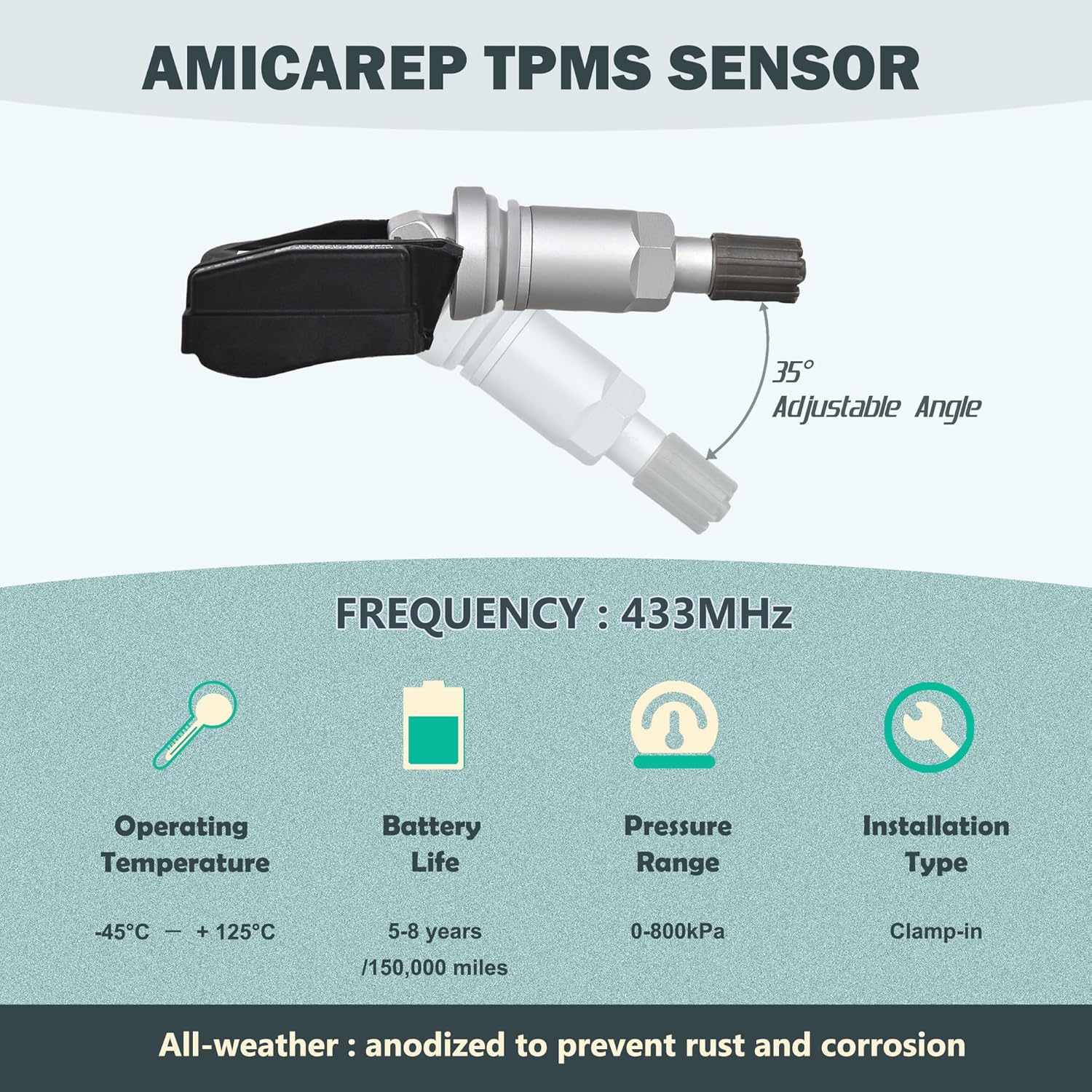 Set of 4 TPMS Tire Pressure Sensors 433MHz Compatible with Nissan Altima 2013-2018 Murano 2015-2018 Pathfinder 2013-2018 Replaces# 407003JA0A 407003JA0B (4 PCS)
