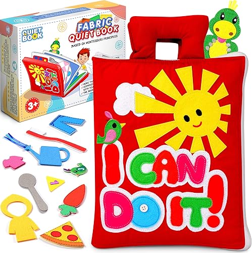 Quiet Book Montessori Kids - Libro silencioso para niñas y niños - Libro de actividades para niños pequeños - Juguetes suaves y silenciosos para