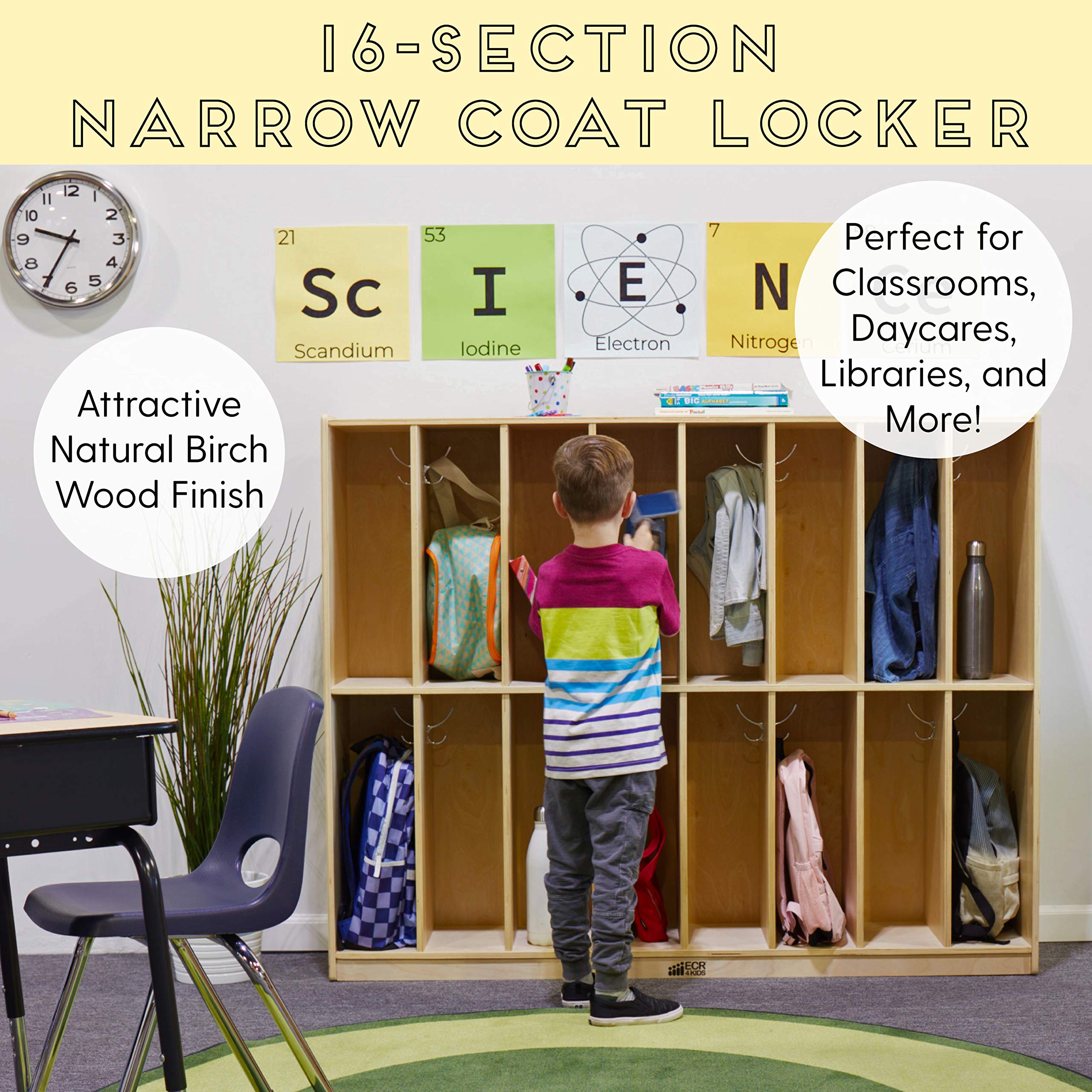 Buy ECR4Kids Birch 16Section SlimFit School Storage Coat Locker with