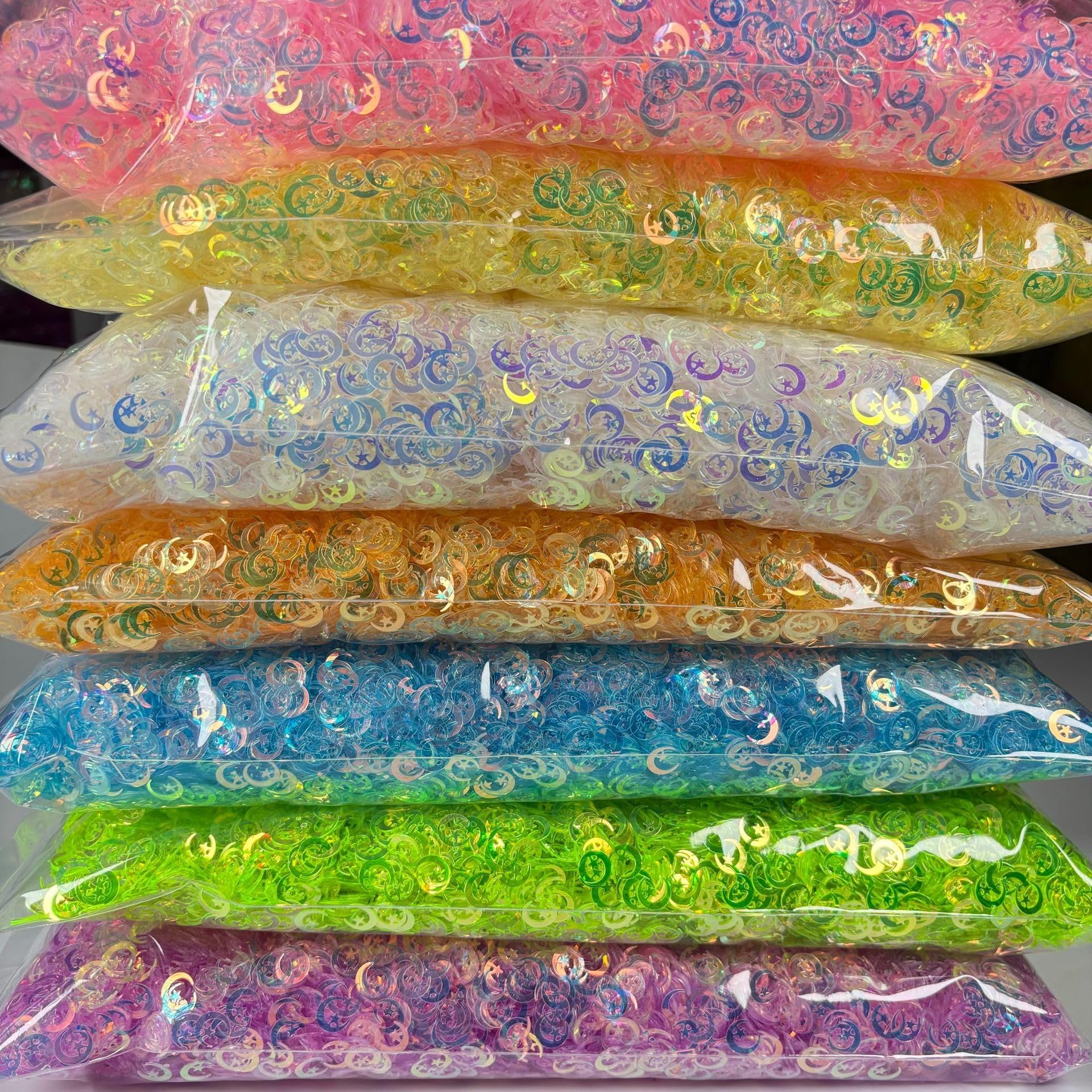 Coriandoli glitterati con stelle e luna, trasparenti, 500 g