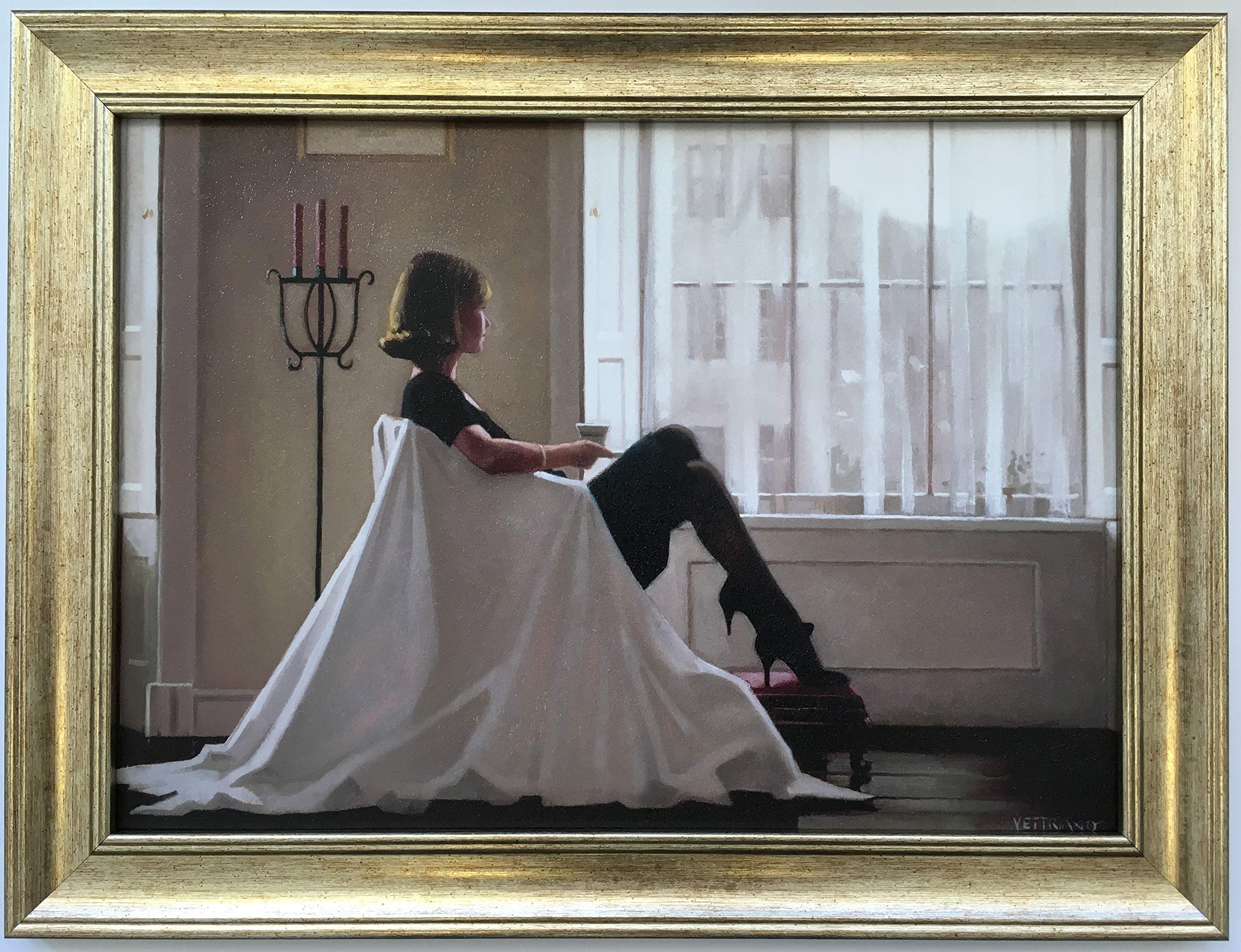 Keats Gallery In Thoughts Of You by Jack Vettriano Framed Canvas Effect 55cm x 42cm Art Print Picture