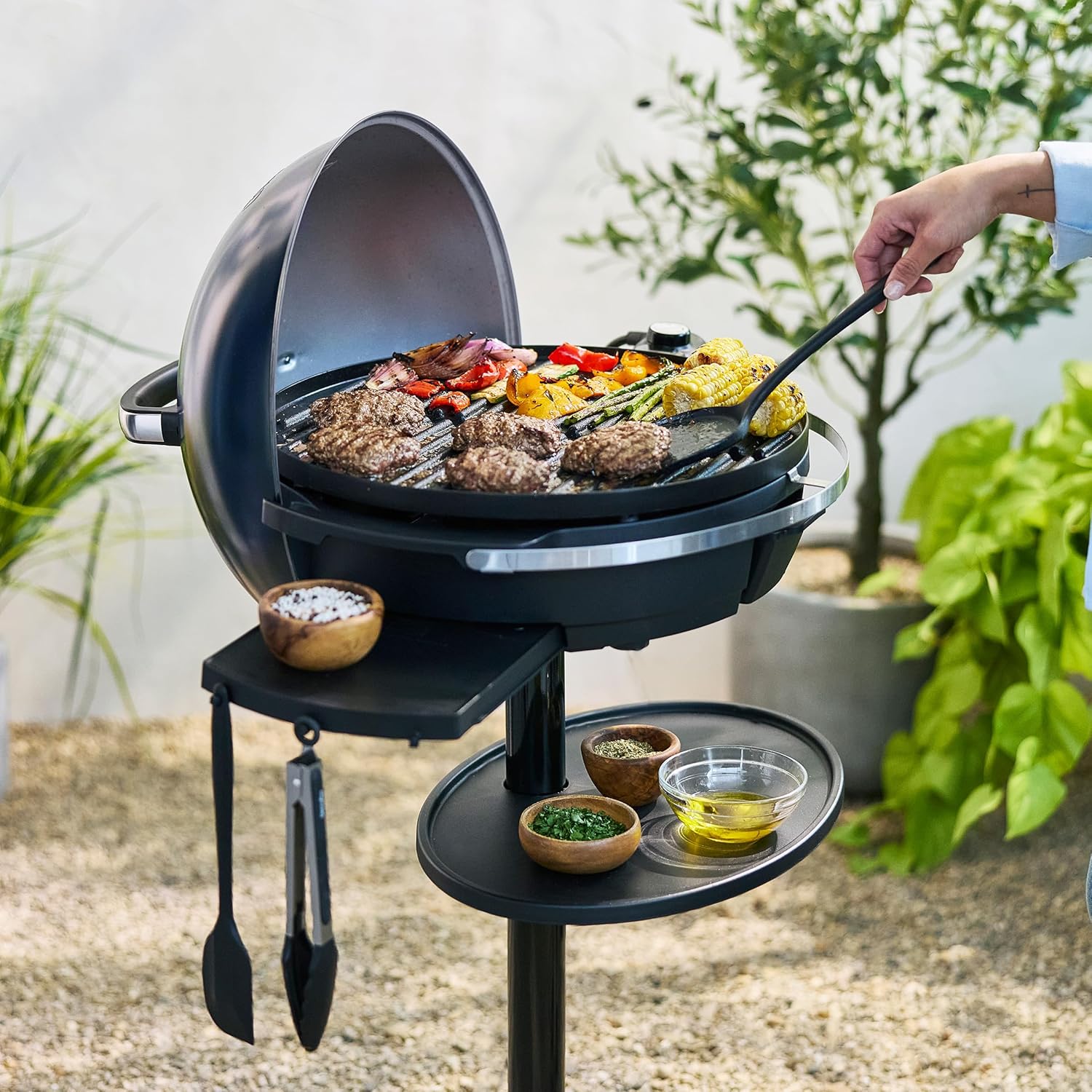 2-in-1 Portable Indoor/Outdoor Electric Grill & Griddle | Graphite