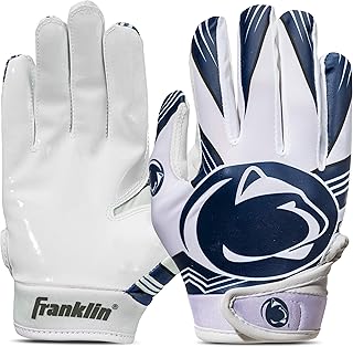 Franklin Sports Youth NCAA Football Receiver Gloves - Receiver Gloves for Kids - NCAA Team Logos and Silicone Palm - Youth Pair - Great for Games & Costumes