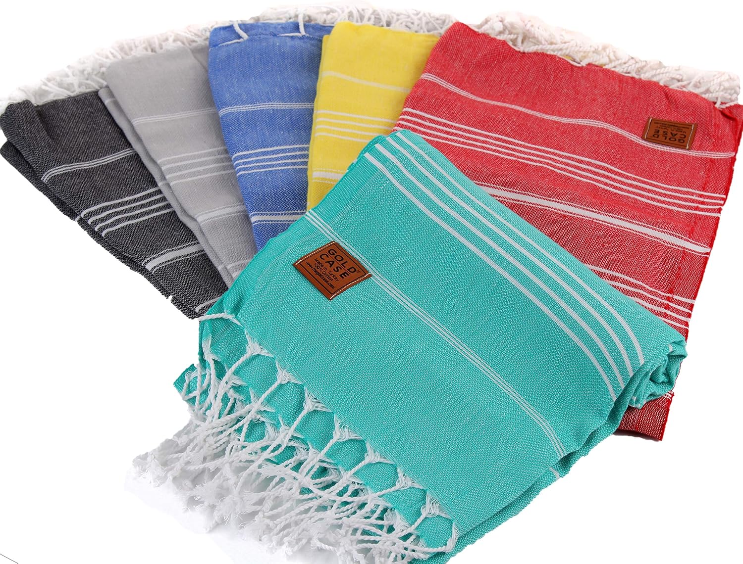 GOLD CASE Turkish Beach Towel Bath Towels LYCIA Series, Set of 6, XXL Oversized 70x40 inches -100% Cotton - Image 5