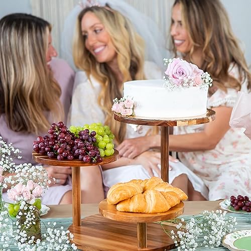 Miniatura 6 de STELLARI Home Essential - Soporte de madera para cupcakes de tres niveles para 50 cupcakes  Torre de madera para cupcakes de granja para postres,