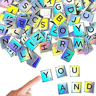 450pcs Holographic A-Z Scrabble Tiles - 3 Full Sets A-Z Capital Letter Tiles for Scrabble Game Replacement, Crafting & Educational Use
