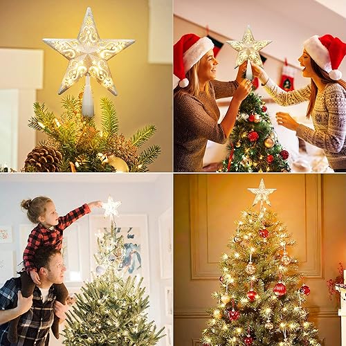 Miniatura 13 de BrizLabs Luces de decoración para árbol de Navidad, 9 pulgadas, enchufable, luz para árbol de Navidad, con certificación UL, 10 luces blancas