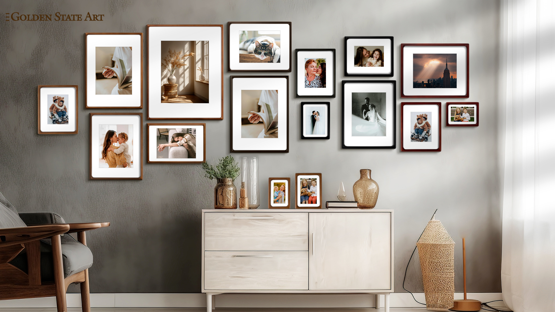 Golden State Art 4x6 Picture Frames - Walnut Solid Wood with