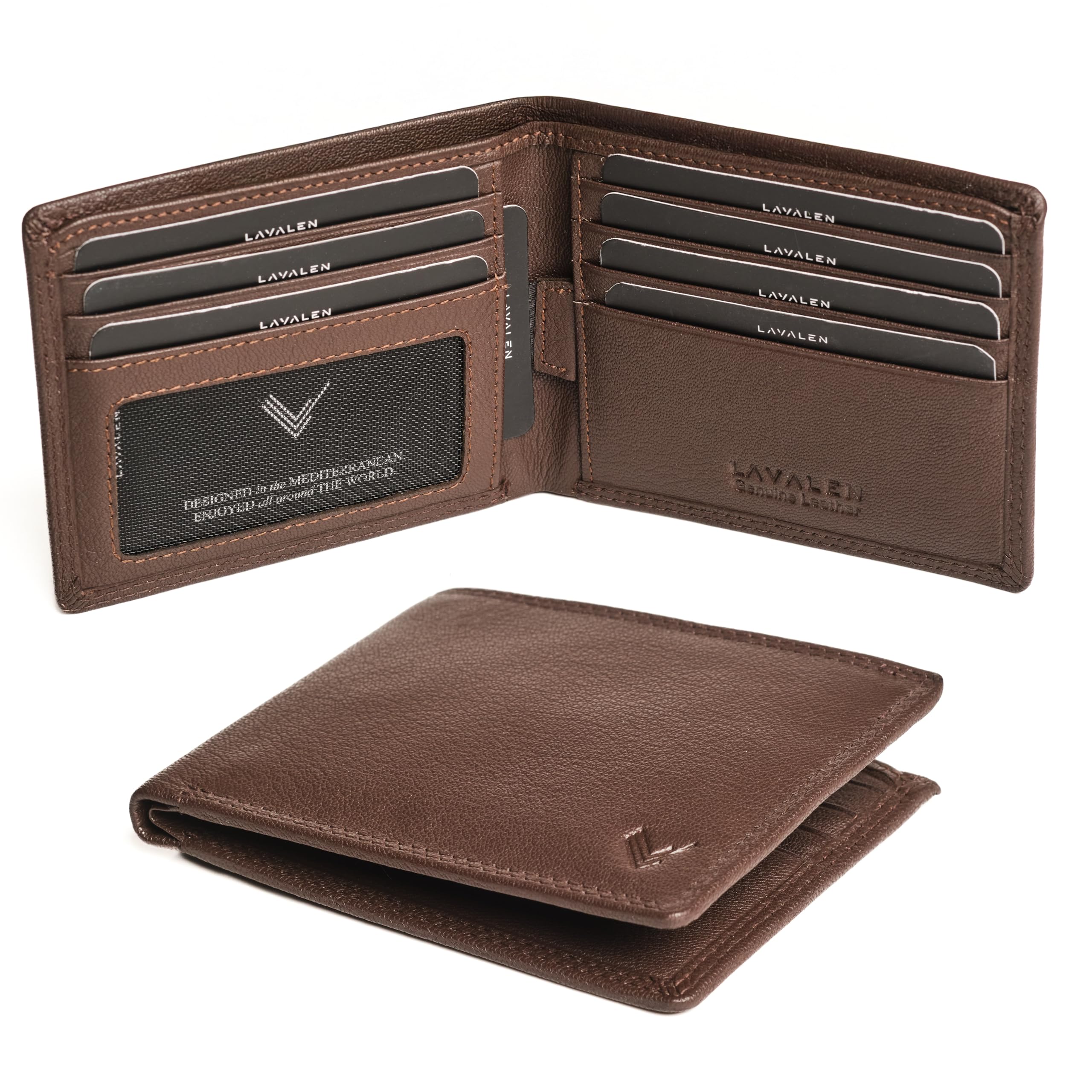 Lavalen Slim Leather Wallet for Men - Mens Wallet Bifold - Holds Bills, Credit Cards - Carteras para Hombres Piel - Billeteras de Hombres Cuero