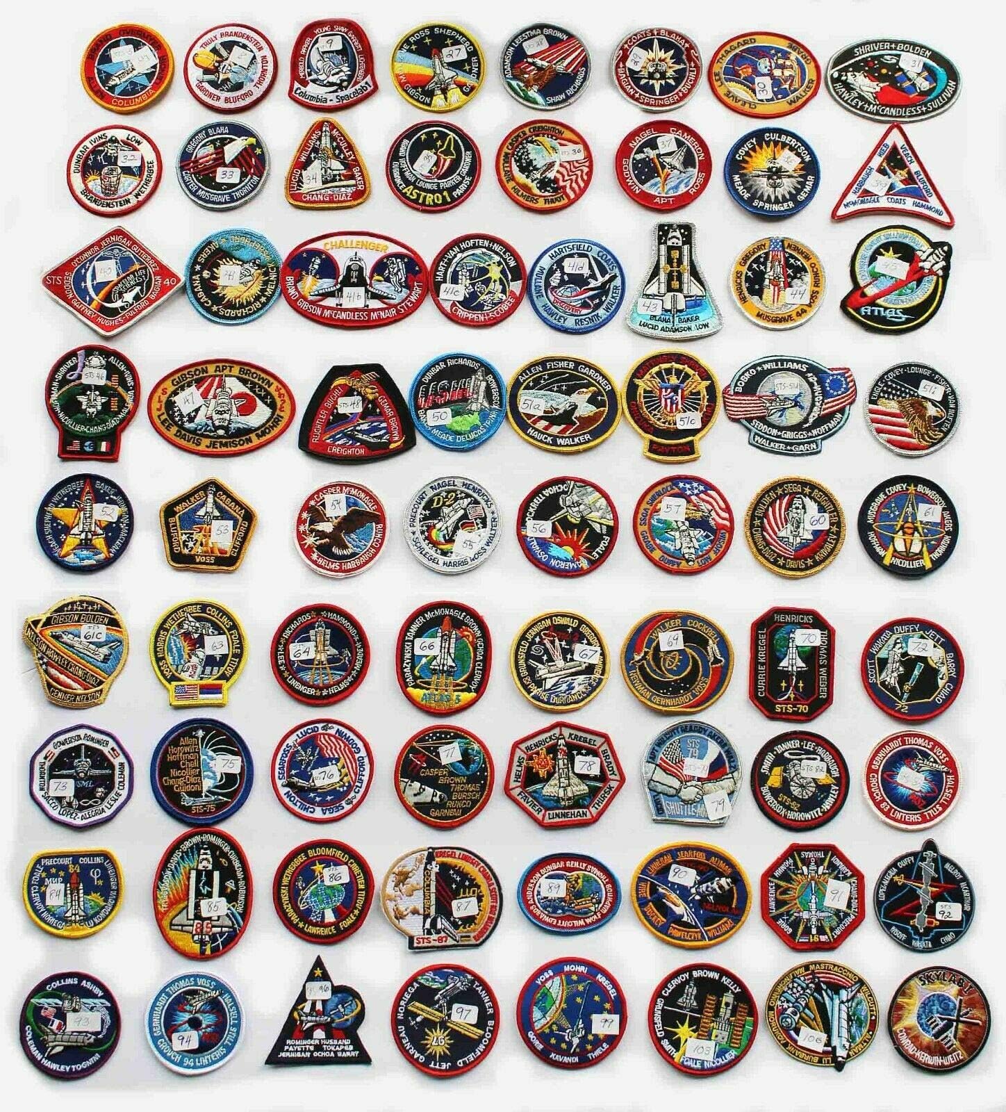 Lot of 64 NASA STS Space Shuttle Mission Astronaut Crew Patches
