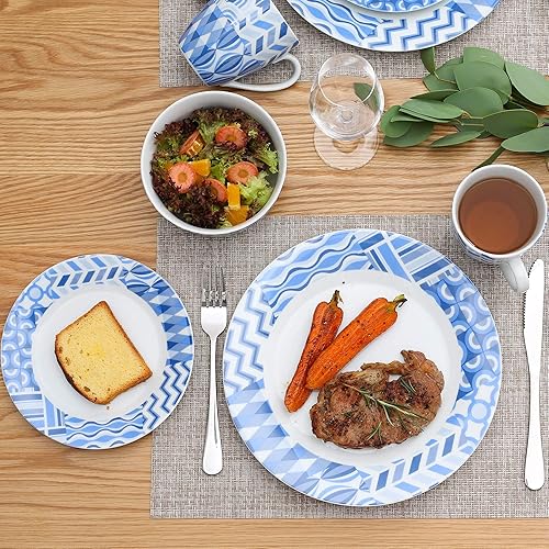 Miniatura 3 de Veweet - Vajilla de porcelana de 16 piezas - Juego de platos con plato extendido, plato de postre, plato hondo y taza - para fiestas, banquetes,