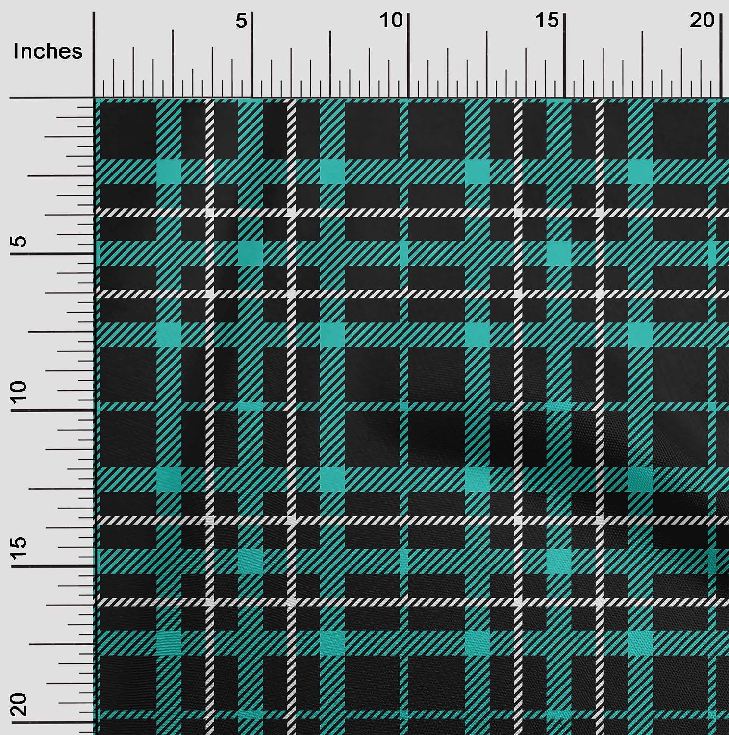 oneOone Polyester Spandex Teal Green Fabric Tartan DIY Clothing Quilting Fabric Print Fabric by Yard 56 Inch Wide