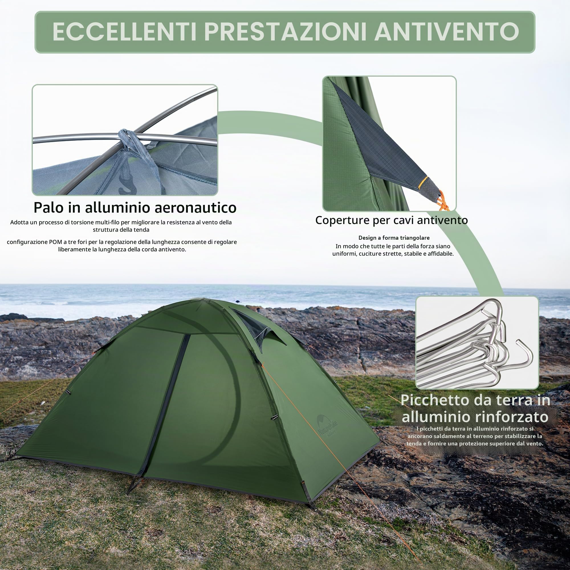Naturehike Hillock - Tent da 2 persone con vestiboli