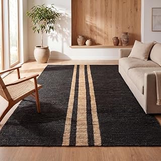 JONATHAN Y Olivier Wide Ticking Stripe Jute Black/Natural Indoor Area Rug, 8x10, Rustic, Farmhouse, Easy-Cleaning for Living Room, Bedroom, Kitchen, Non-Shedding (NRF200B-8)