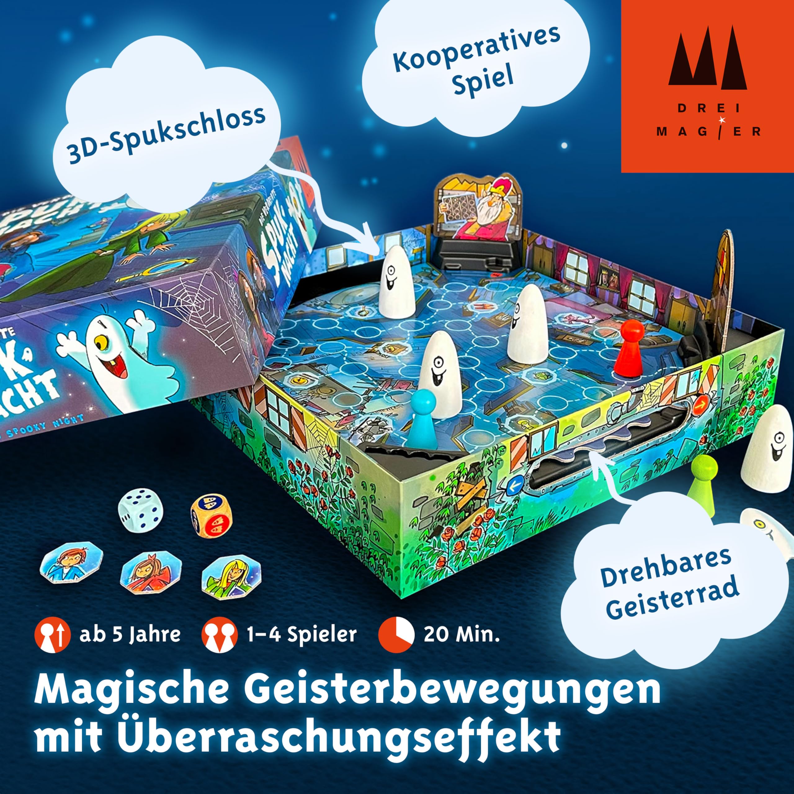 Schmidt Spiele 40896 Die verdrehte Spuknacht, drei Magier Kinderspiel