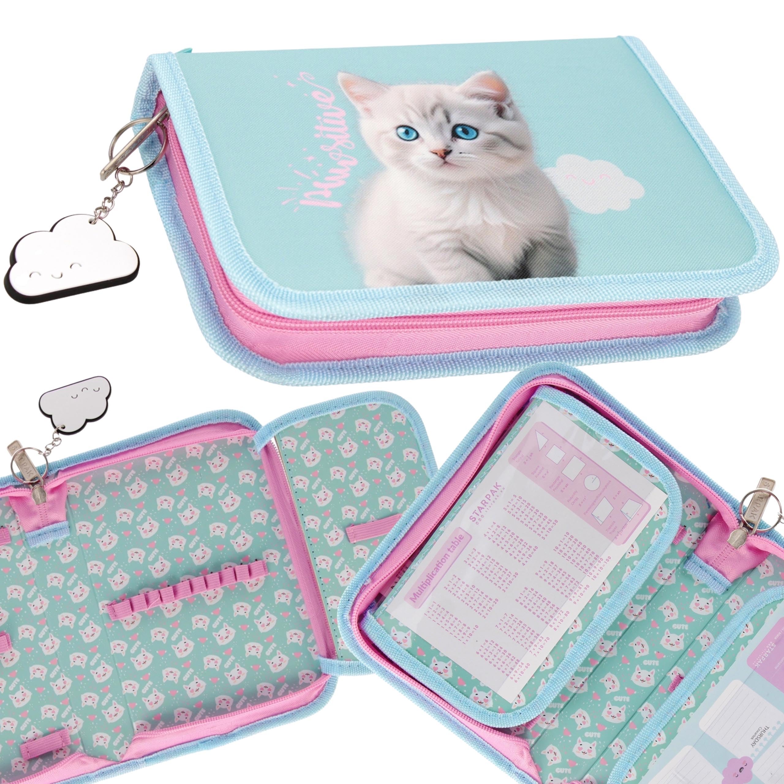 sarcia.eu Cute Kitty Two Compartment Pencil case Without Accessories, Folded School Pencil case for Girls (Kitten Folded) - Image 2