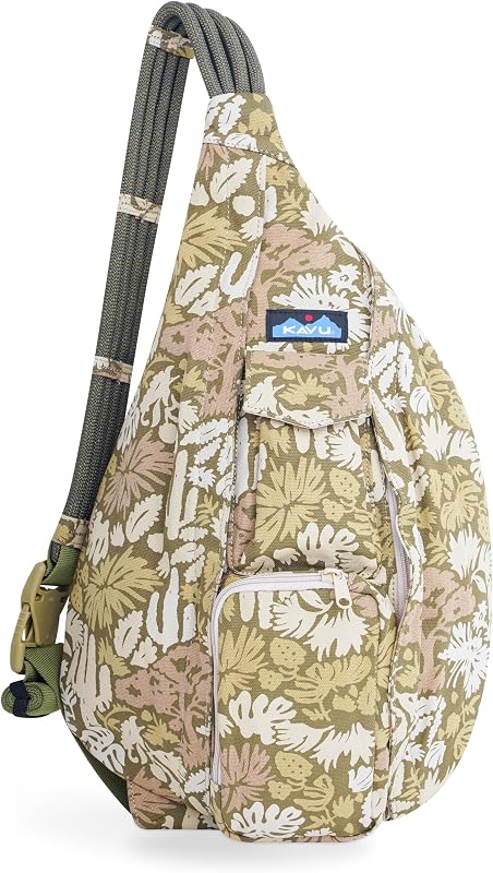 KAVU Original Rope Bag, Cotton Canvas Crossbody for Travel | 100% 12oz Cotton Canvas, Padded Back & KAVU Embroidery | 22-44-In Rope Strap, 4 Pockets, 10L | Hiking, Travel & Daily Carry