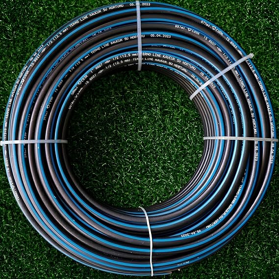 Termo Kauçuklu Bahçe Hortumu 5 Metre Dayanıklı 3 Katlı Sağlam Su Sulama Yıkama Hortum 12.5 mm 1/2