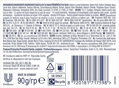 Dove Beauty Bar Savon Dragon Fruit Mains Visage et Corps avec 1/4 Crème Hydratante Testée Dermatologiquement 100% Ingrédients Hydratants d'origine Naturelle 90ml - 2