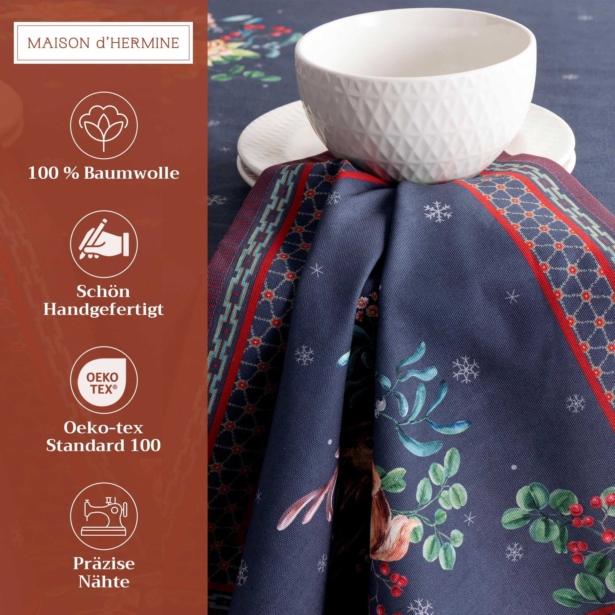 Maison d' Hermine Cloth Napkins Set of 4 100% Cotton for Christmas Decorations Everyday Reusable Square Autumn Napkins Cloth Washable Dinner Party Wedding (Christmas Joy - Image 2