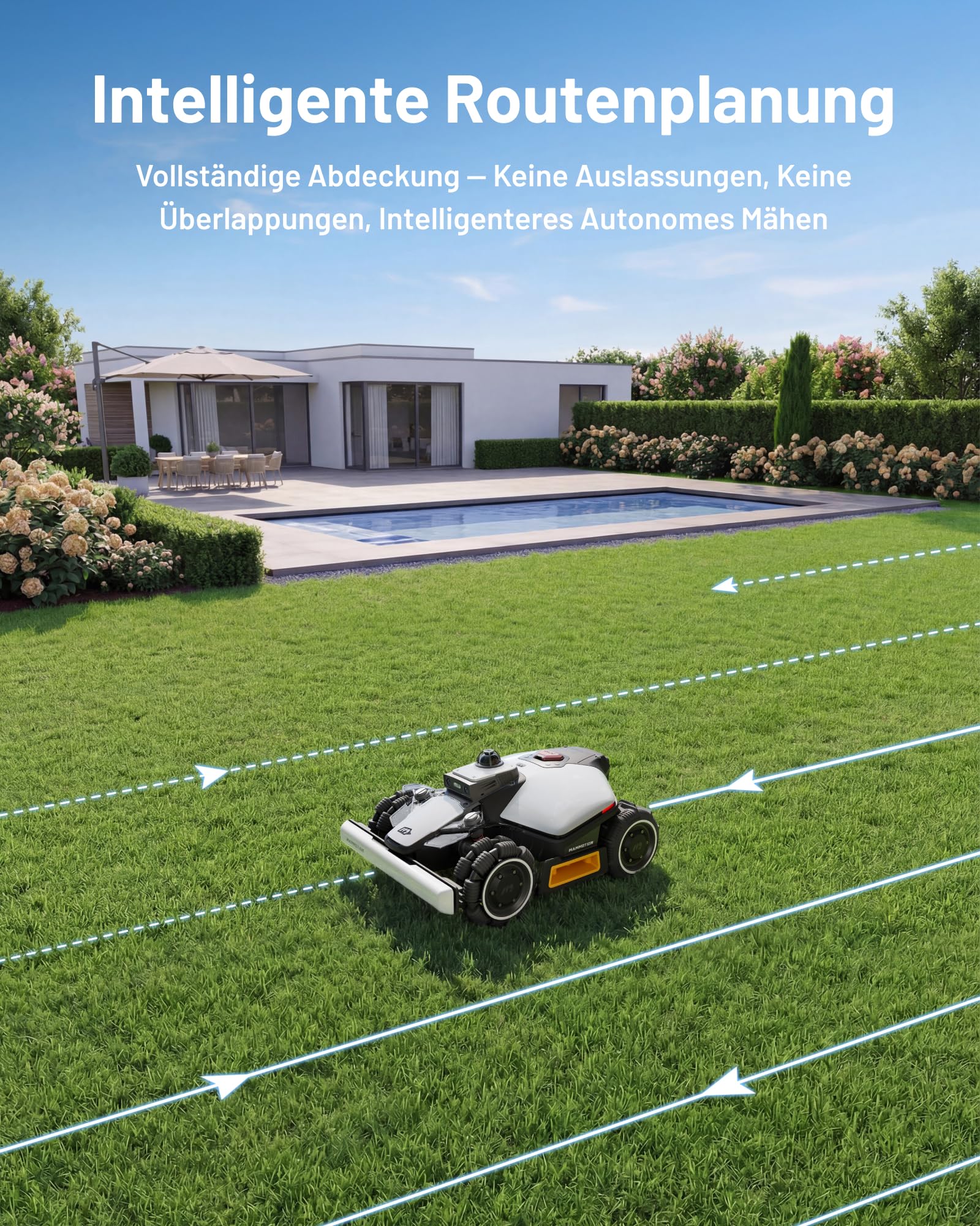 MAMMOTION LUBA mini 2 AWD 1500 Rasenroboter ohne Begrenzungskabel, empf.1500 m², 360° LiDAR & Dual-Kamera KI Vision, Auto Höhenanpassung,80% Steigung, DropMow, Auto Mehrzonen Kartierung,20 Multi-Zonen