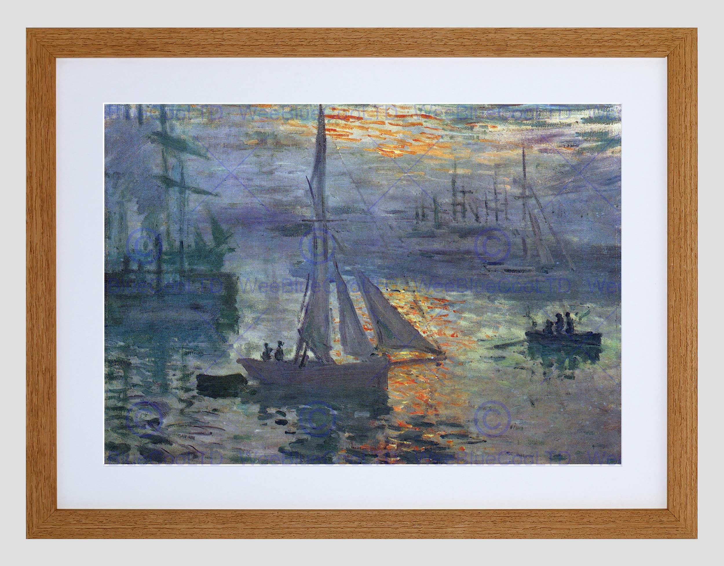 Wee Blue Coo Claude Monet Sunrise At Sea Old Master Picture Framed Wall Art Print