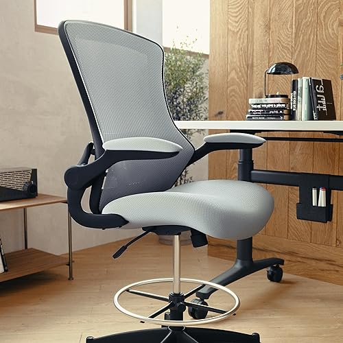 Miniatura 7 de Flash Furniture - Sillas de malla para oficina gris (Dark Gray Mesh),Piel negra suave/malla,Malla roja,Blanco malla,Malla Negra,Azul (Blue