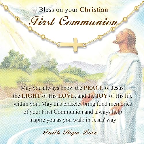 DORANA First Communion Gifts for Girls 925 Sterling Silver Rosary Cross Bead Cha