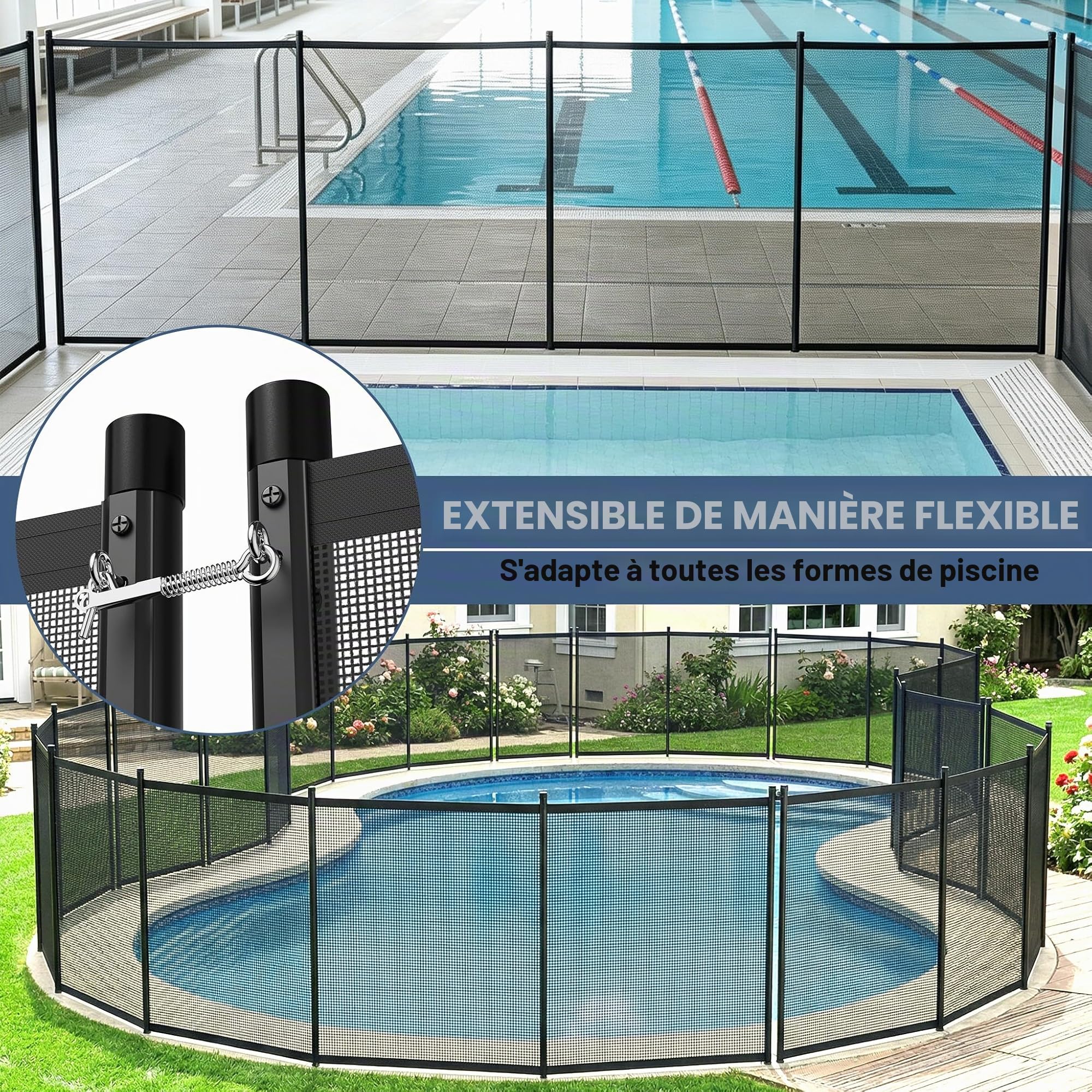 LZQ Clôture de piscine pour enfants, clôture de sécurité, piscine, clôture de protection, clôture de jardin amovible, protection de piscine, clôture anti-poussière, protection contre les regards