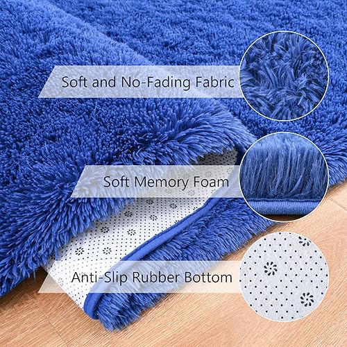 Miniatura 239 de Kelarea Alfombra de área para sala de estar, 3 x 5, antideslizante, color azul turquesa, esponjosa, suave, alfombra de felpa peluda para dormitorio