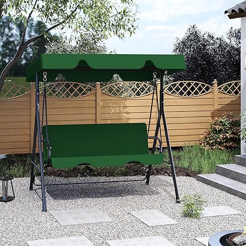 Miniatura 2 de Silla de columpio para patio al aire libre con toldo ajustable, columpio para patio al aire libre con soporte resistente para 3 personas adultas,