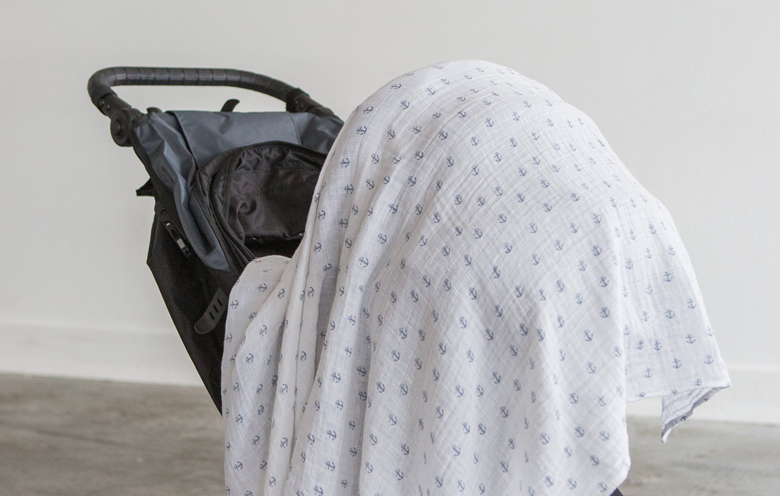 Amazing Baby Swaddle Studio Milestone Musselin-Decken 3er Set Thrive in the USA, Amerikanische Flagge, Denim