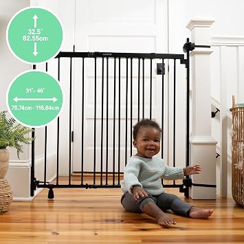 Summer Infant Metal Banister & Stair Safety Pet and Baby Gate,31'-46' Wide,32.5' Tall & Banister to Banister Gate Mounting Kit - Fits Round or Square Banisters, Black