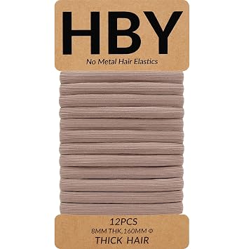 Hair Ties for Thick Hair - Strong Hold Ponytail Holders No Slip Elastics | Seamless Design | No Damage Hold | Workout Ready | Daily Hair Bands | 12 Ct Latte