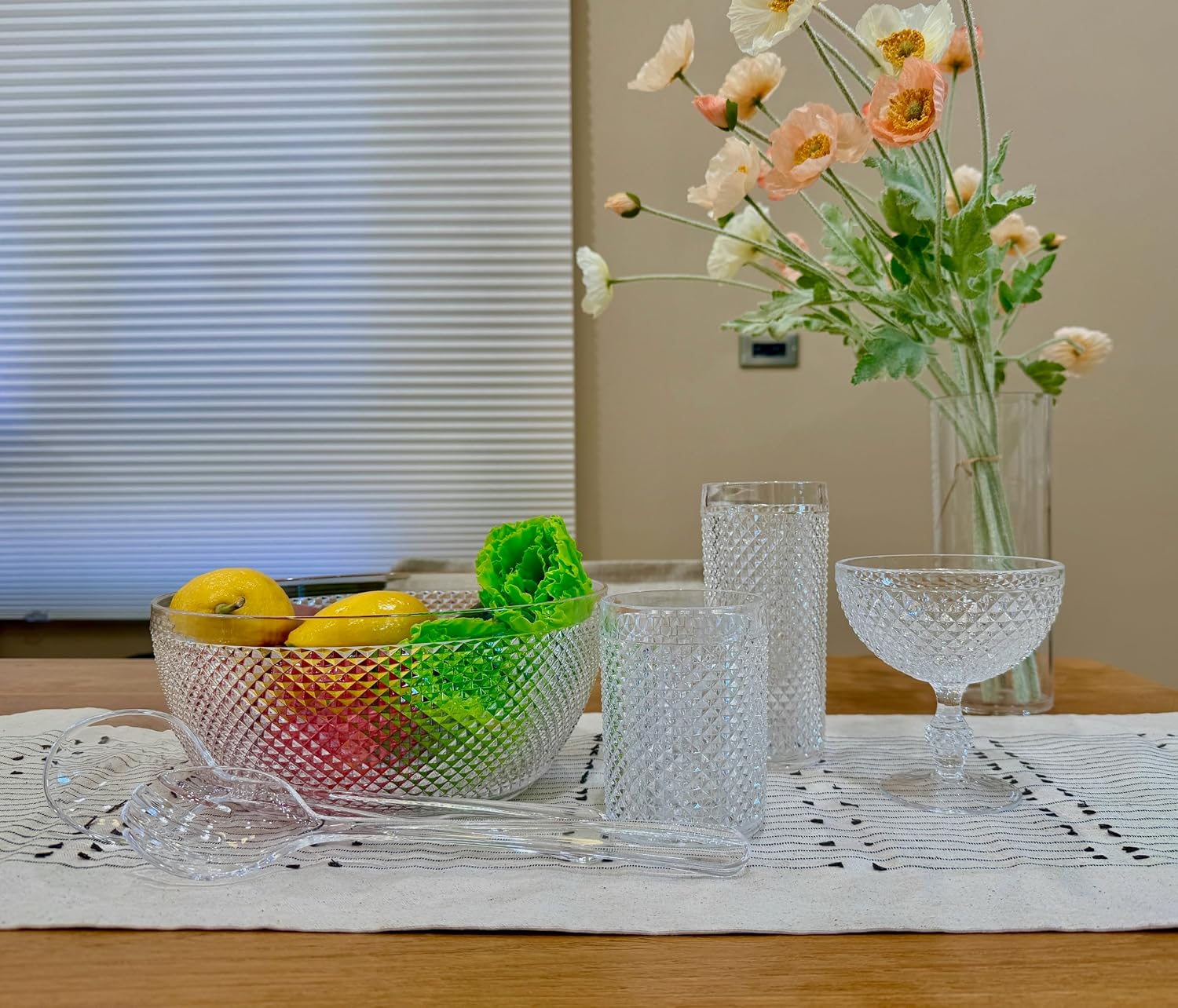 KLIFA-HEMET 16 & 19 Ounce Tumbler & Highball Set of 8, Vintage Looking Plastic Drinking Glasses, Shatter-Proof, BPA-Free Acrylic Drinkware, Dishwasher Safe Cups, Clear