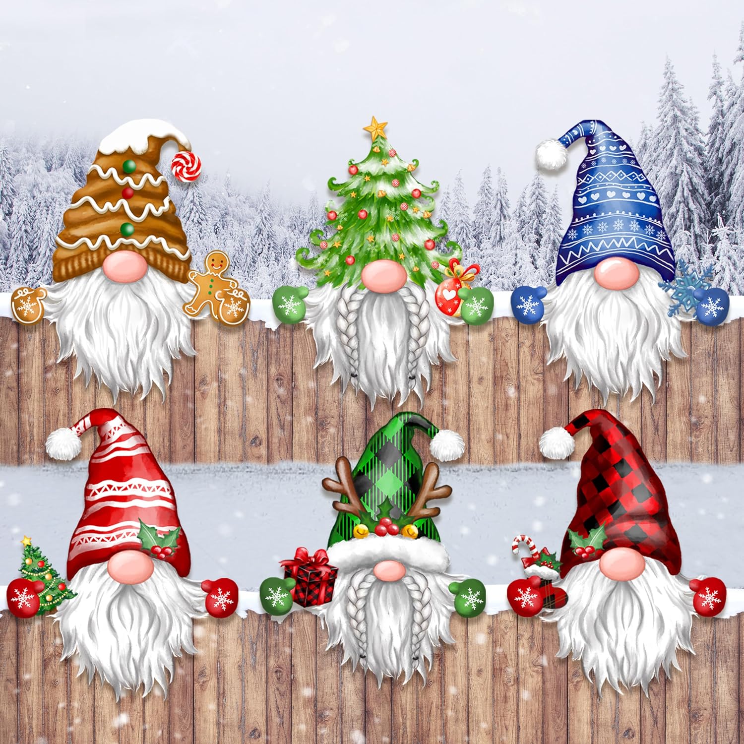 TREWAVE Christmas Gnome Fence Peeker Decorations Outdoor Peeking Garden Yard Decor Fence Ornament for Winter Holiday Patio Home (Xmas-Gnome), TREUSYS01