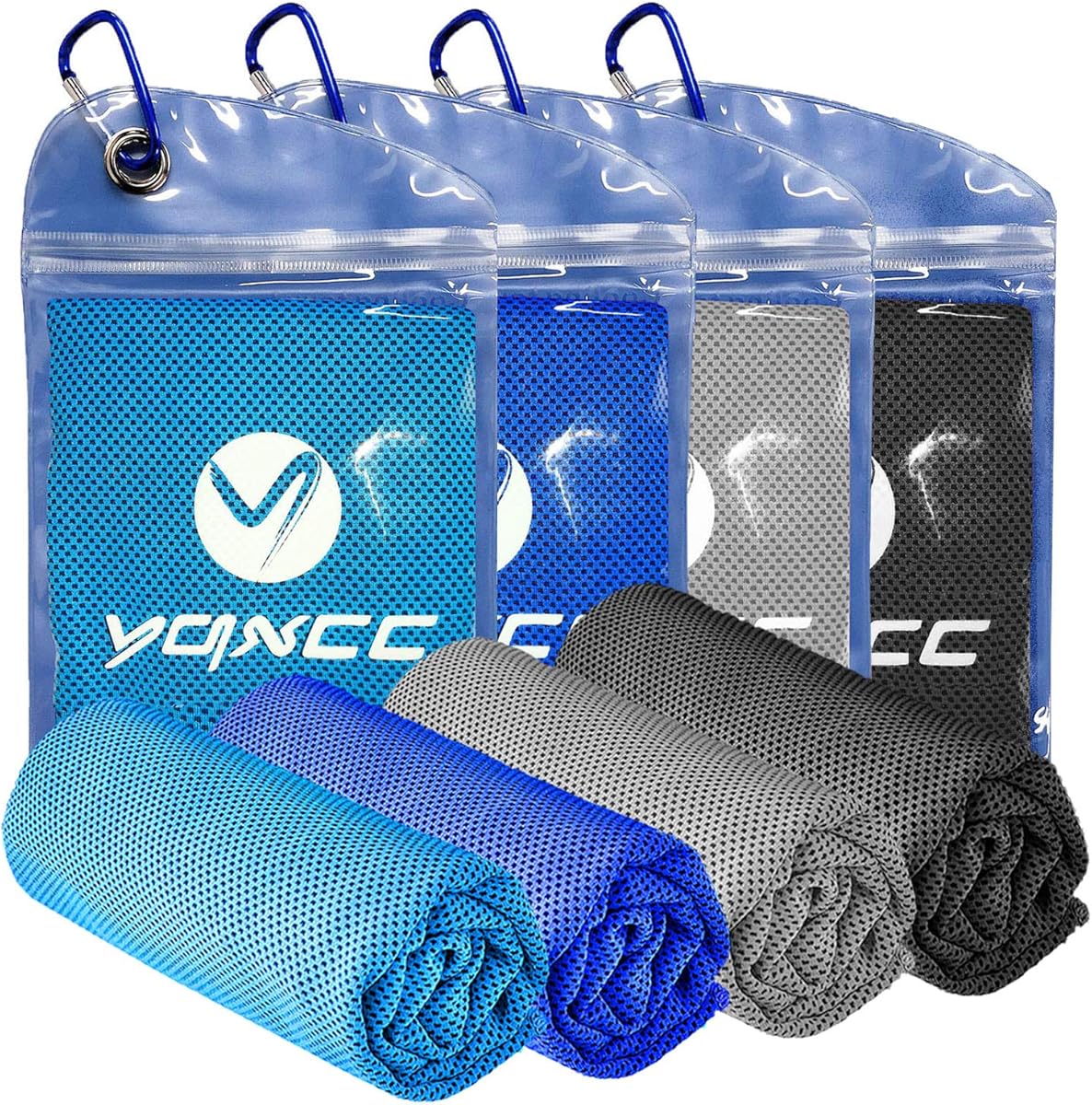 YQXCC Cooling Towels | 4 Pack 47"x12" | Ice Cool for Neck | Microfiber Soft Breathable Chilly | for Yoga, Sports, Golf, Gym, Camping, Running, Fitness, Workout & More Activities
