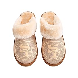 FOCO Dallas Cowboys NFL Womens Glitter Open Back faux fur Moccasin - M (7-8)