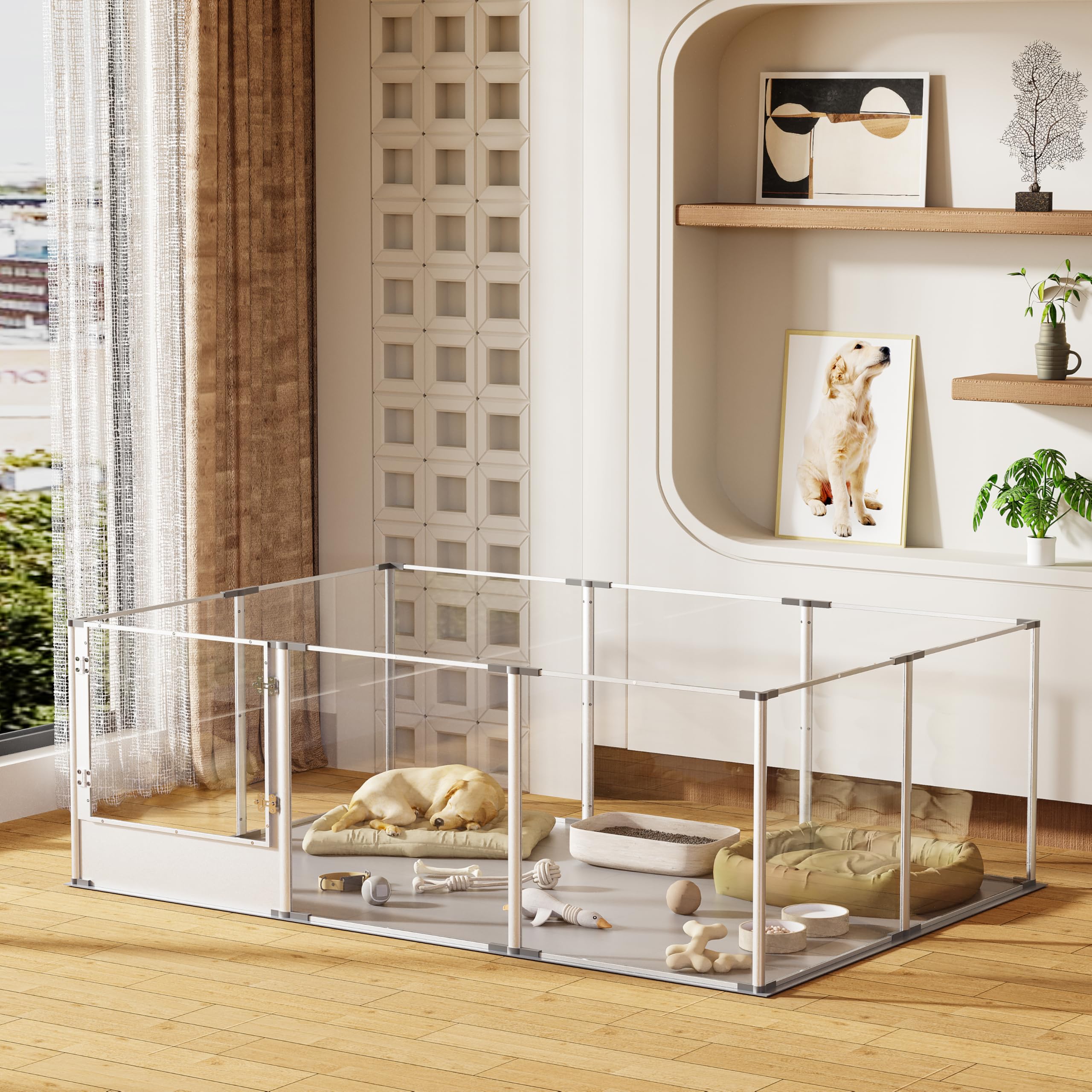 XL Recinto Box Parto per Cani Acrilico Alto 60cm Telaio Alluminio 180x120cm