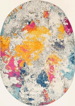 Rugshop Modern Abstract Oval Area Rug for Living Room,Kitchen,Dining Room 5' x 7' Multi
